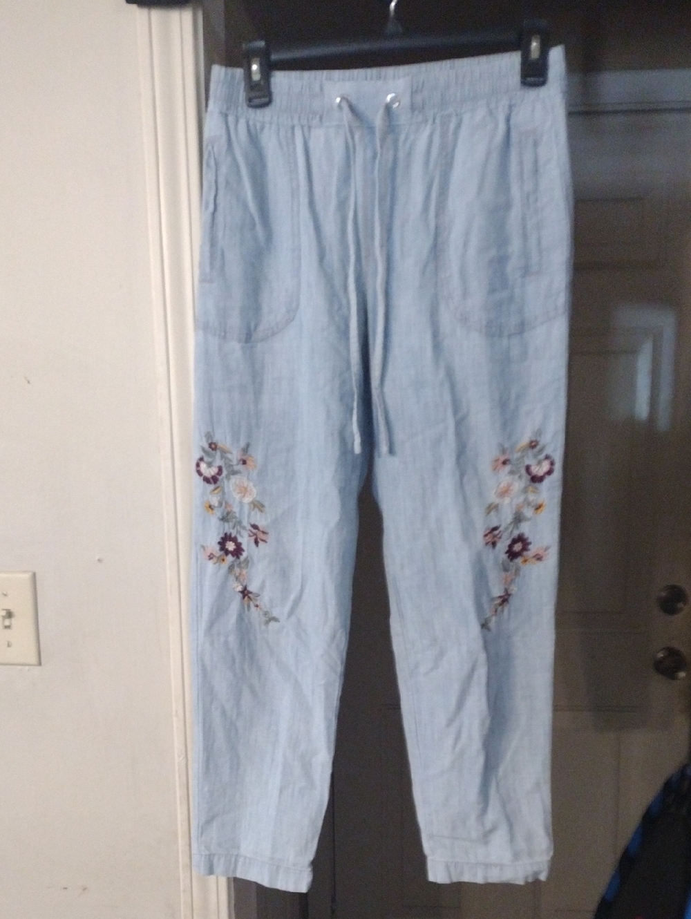 Cato Light Blue Elastic Waist Pants with Subtle Stitching